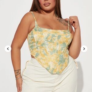 Fashion Nova Yellow and Green Camisole